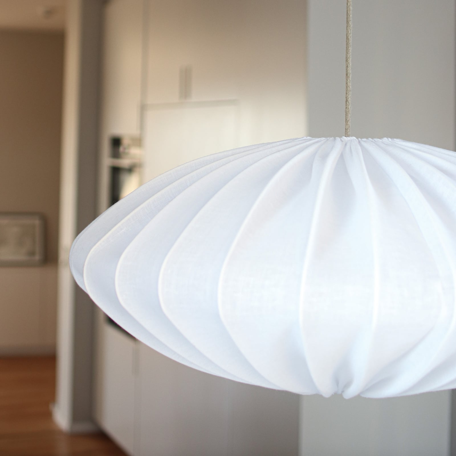 Lampion Ellipse, bijeli, Ø 80 cm, lan – Watt &amp; Veke