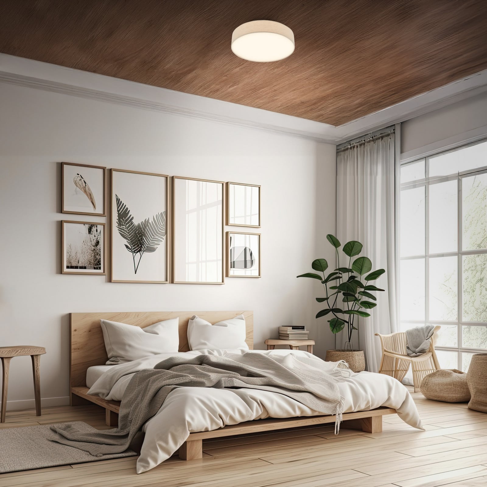 Briloner Plafonieră LED Duck bej Ø 38 cm material textil 3000K - Camera de zi / sufragerie - Scandinavă - Țesătură / Textil