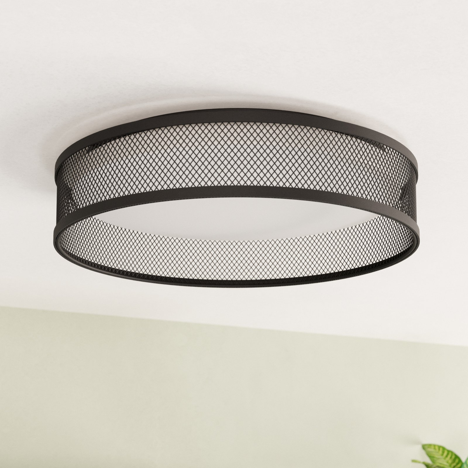 LED-Deckenlampe Luppineria Stahlgeflecht, schwarz