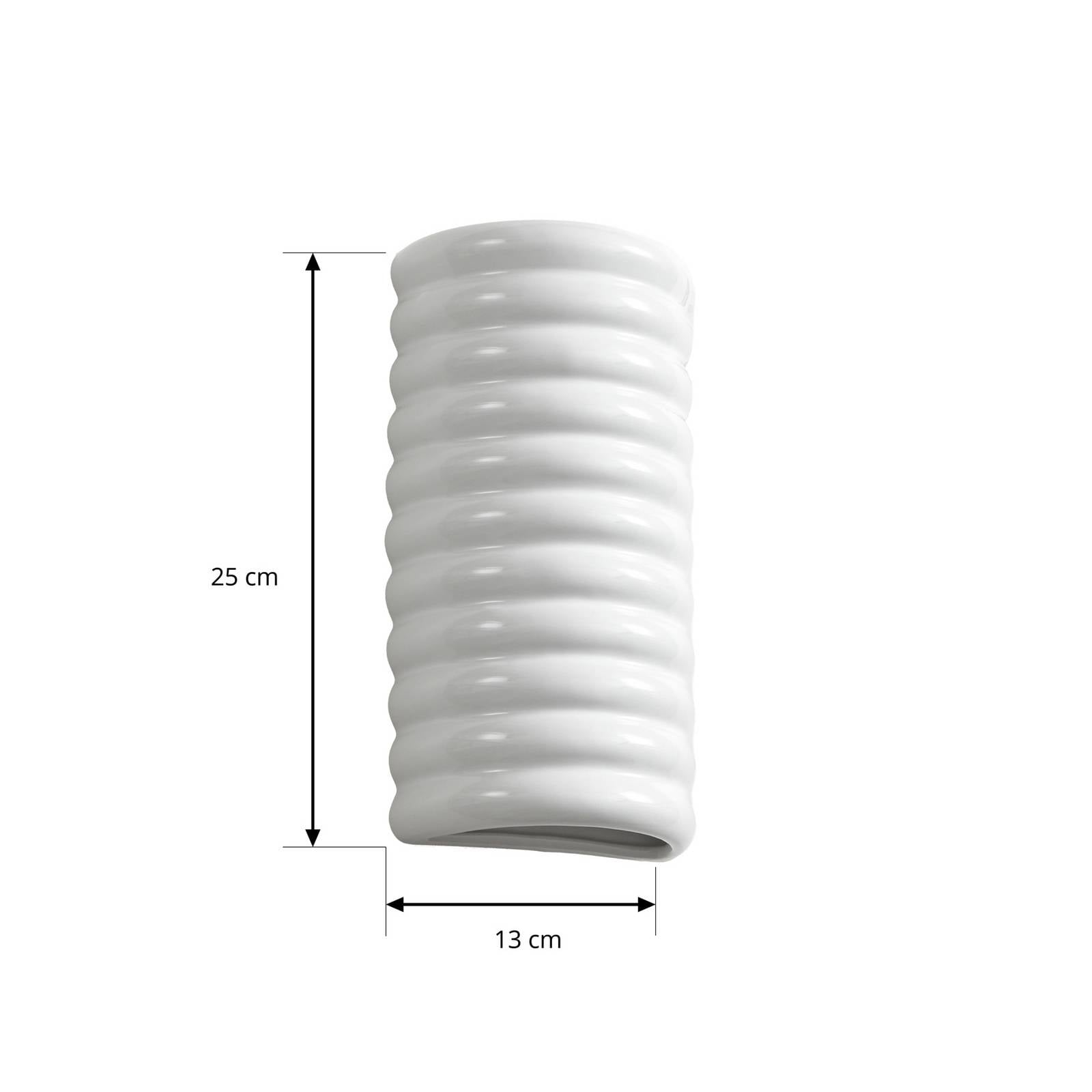 Kinkiet LED Lucande „Riff”, biały, ceramika, wysokość 25 cm