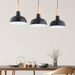 Goxa hanglamp, lineair, 3-lamps, zwart, 85 cm, metaal