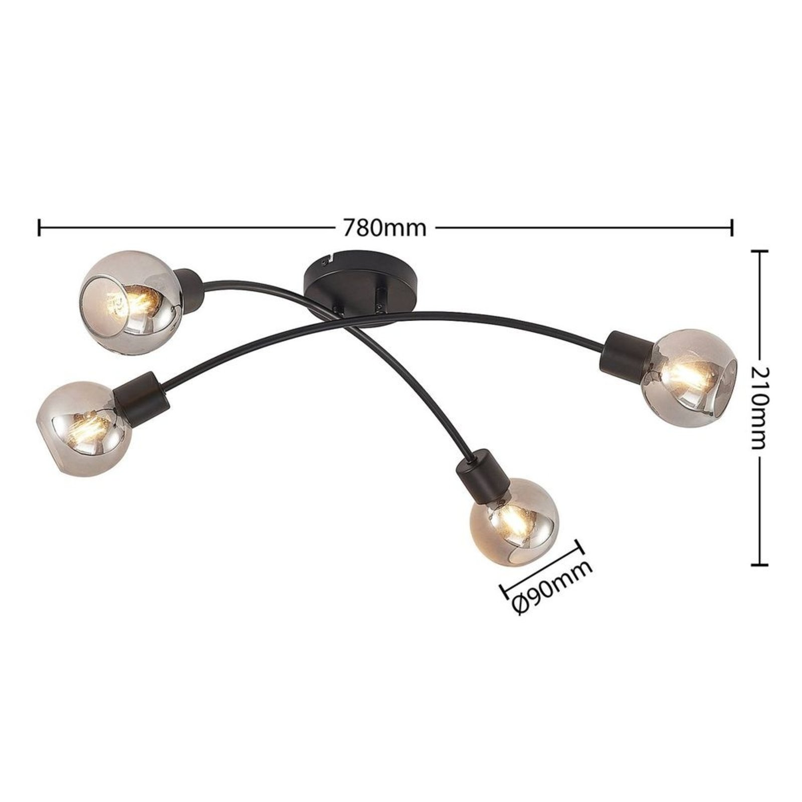 Lioma 4 Stropna lampa Crna - Lindby