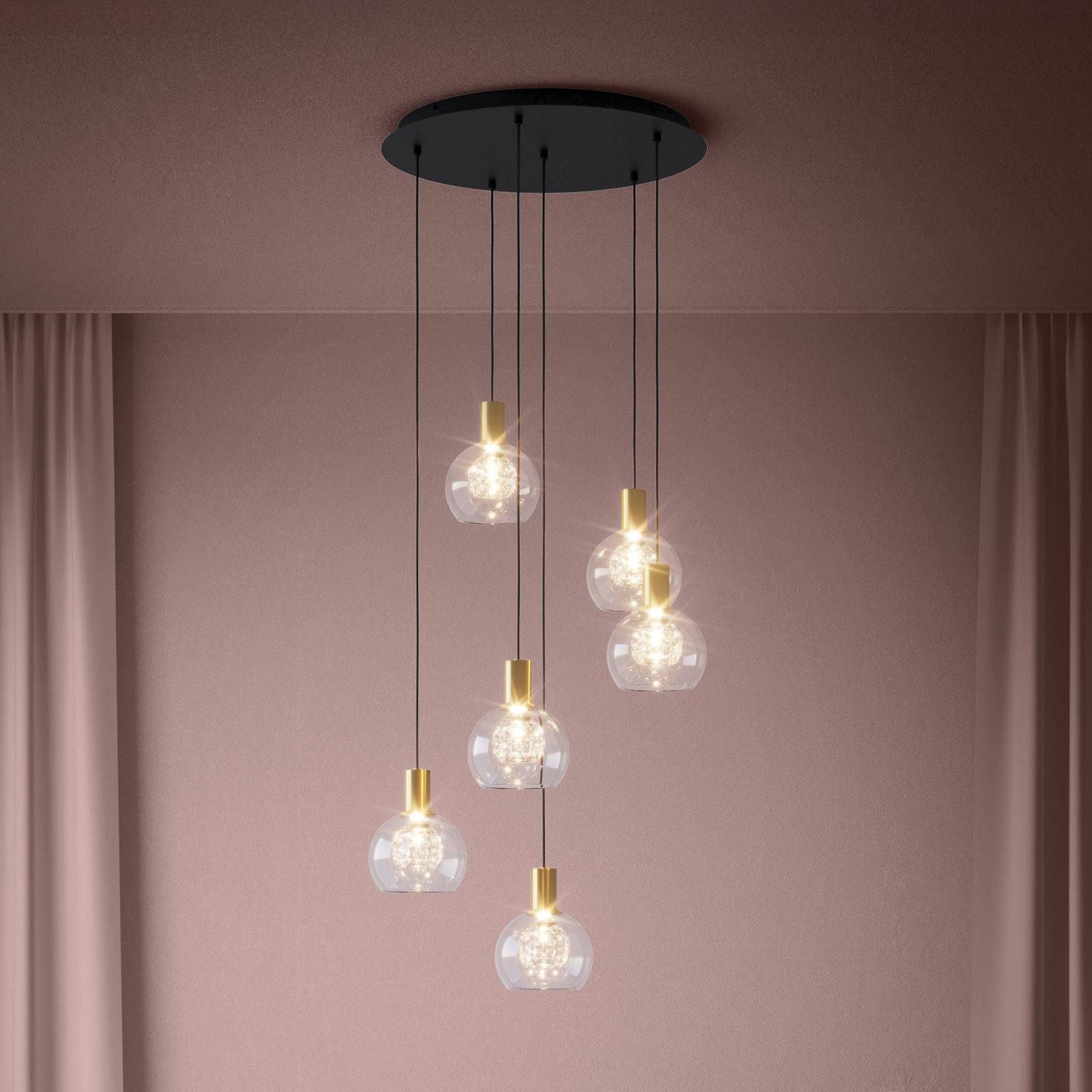 Suspension LED Stars of Light Terque, laiton, Ø 54 cm, à 6 lampes