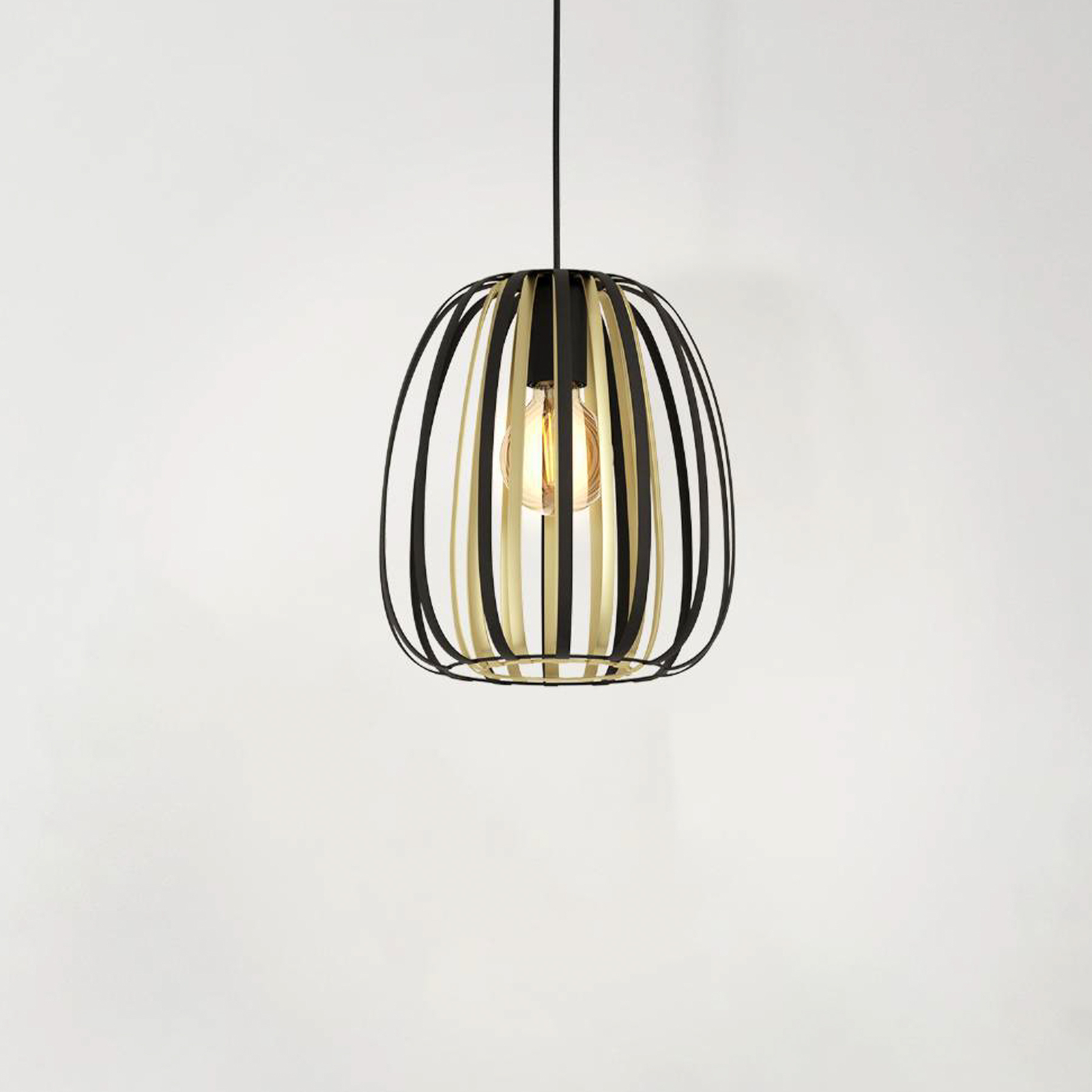 Lampa wisząca Encinitos, czarny/mosiądz, Ø 25,5 cm