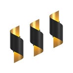 Lindby wall light Desirio, set of 3, black, gold-coloured, G9