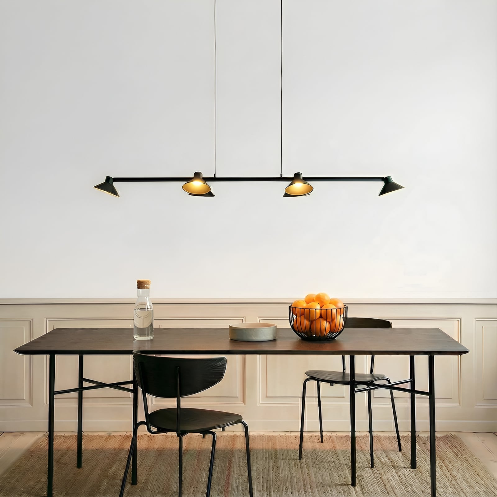 Steve Suspension LED noire 113 cm à 6 lampes, à intensité variable - Lucande