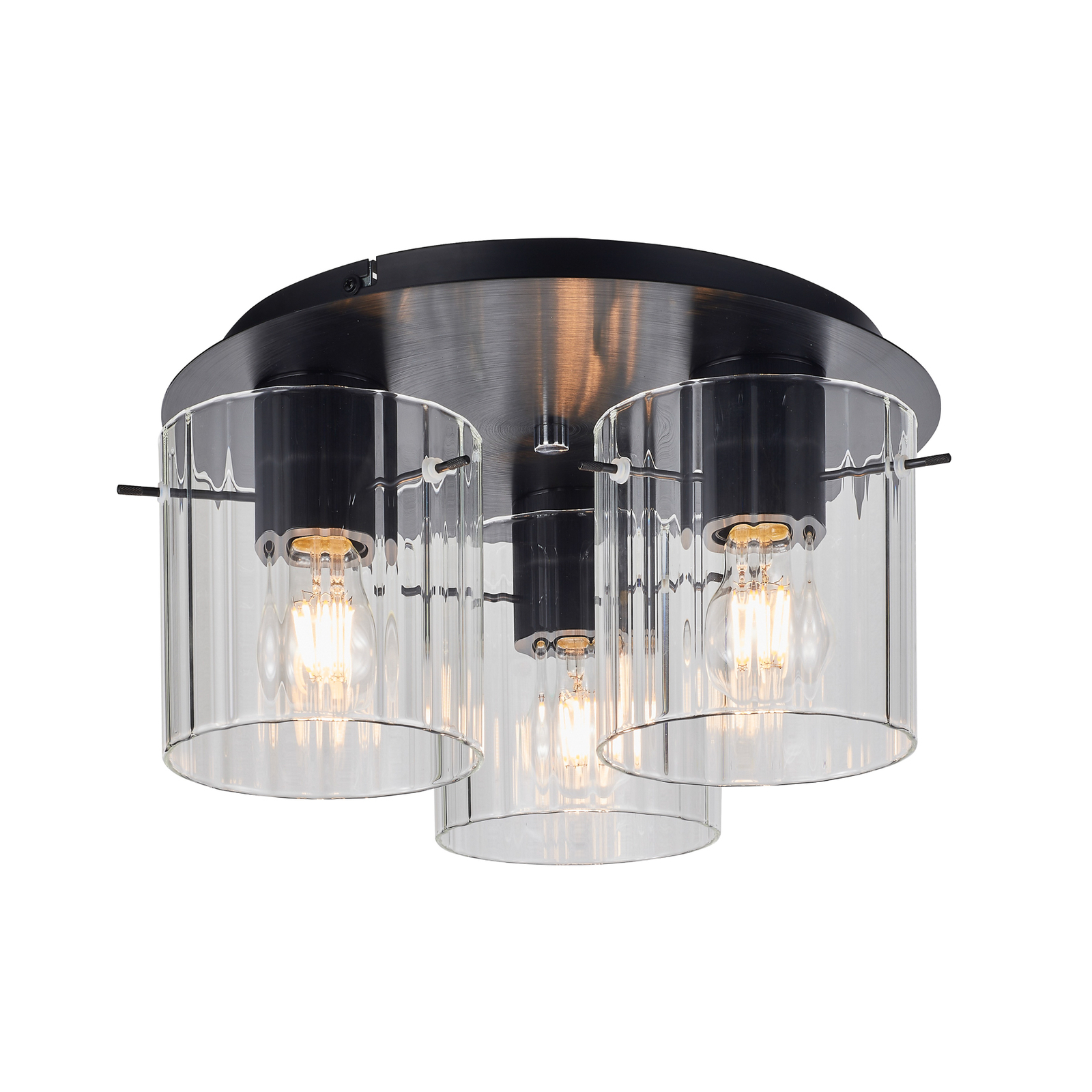 Lucande Eirian taklampa med glasskärmar, 3 lampor