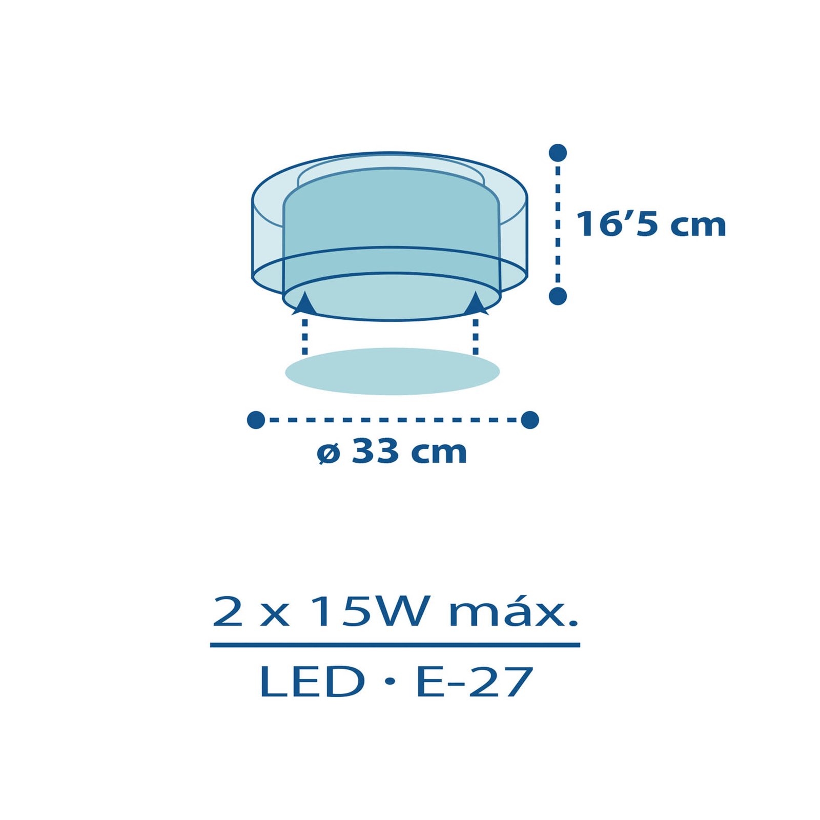 Dalber Police taklampe, blå/hvit, Ø 33 cm