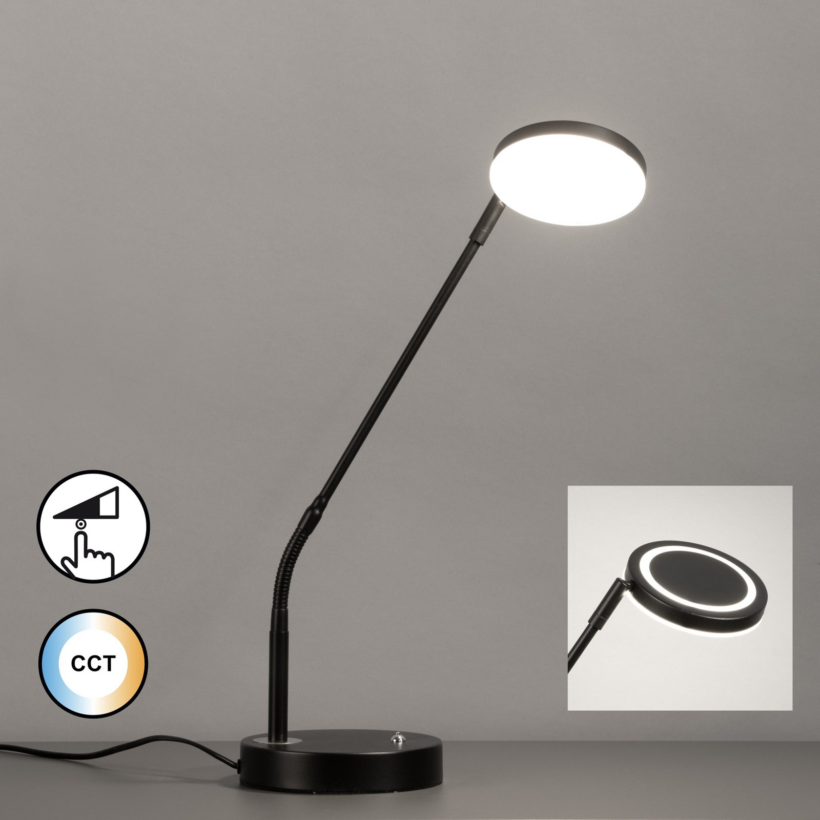 LED stolna lampa Sorento, pješčano crna, visina 48 cm, CCT prigušivač