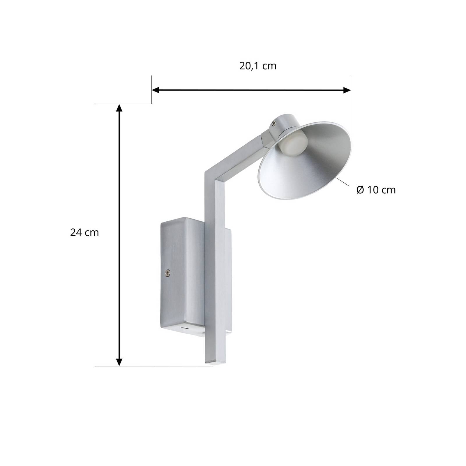 Kinkiet LED Lucande Steve, aluminium, 24 cm, USB, ściemniany