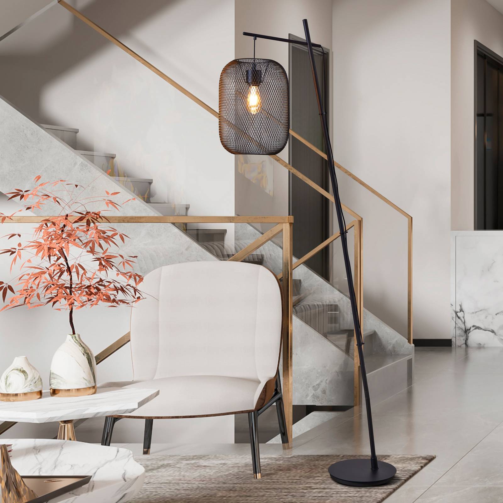 Stehleuchte Wrington, Höhe 194 cm, schwarz, Stahl günstig online kaufen