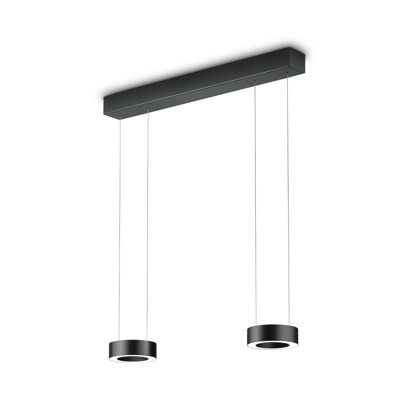 Żyrandol LED Zera-2, długość 70 cm, czarna, osłona akrylowa