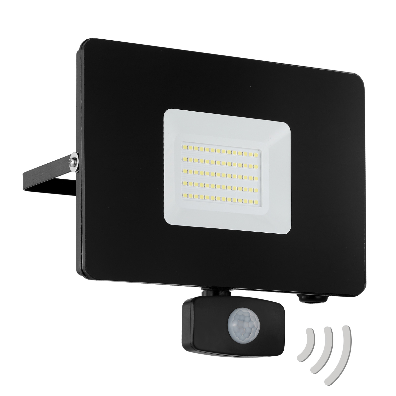 Faedo 3 LED outdoor spotlight, sensor, black, 50 W