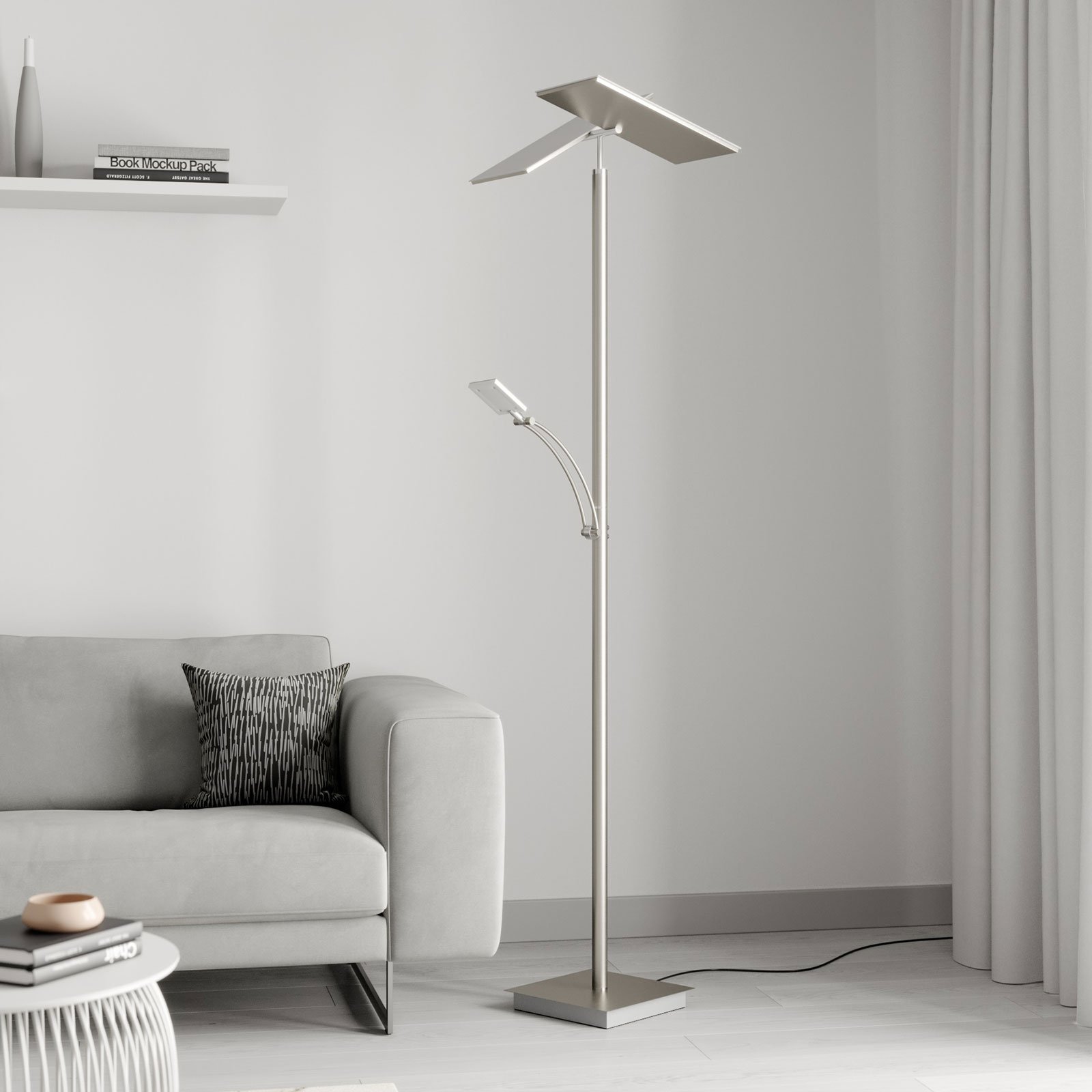 Parthena LED Candeeiro de Pé Nickel - Lucande