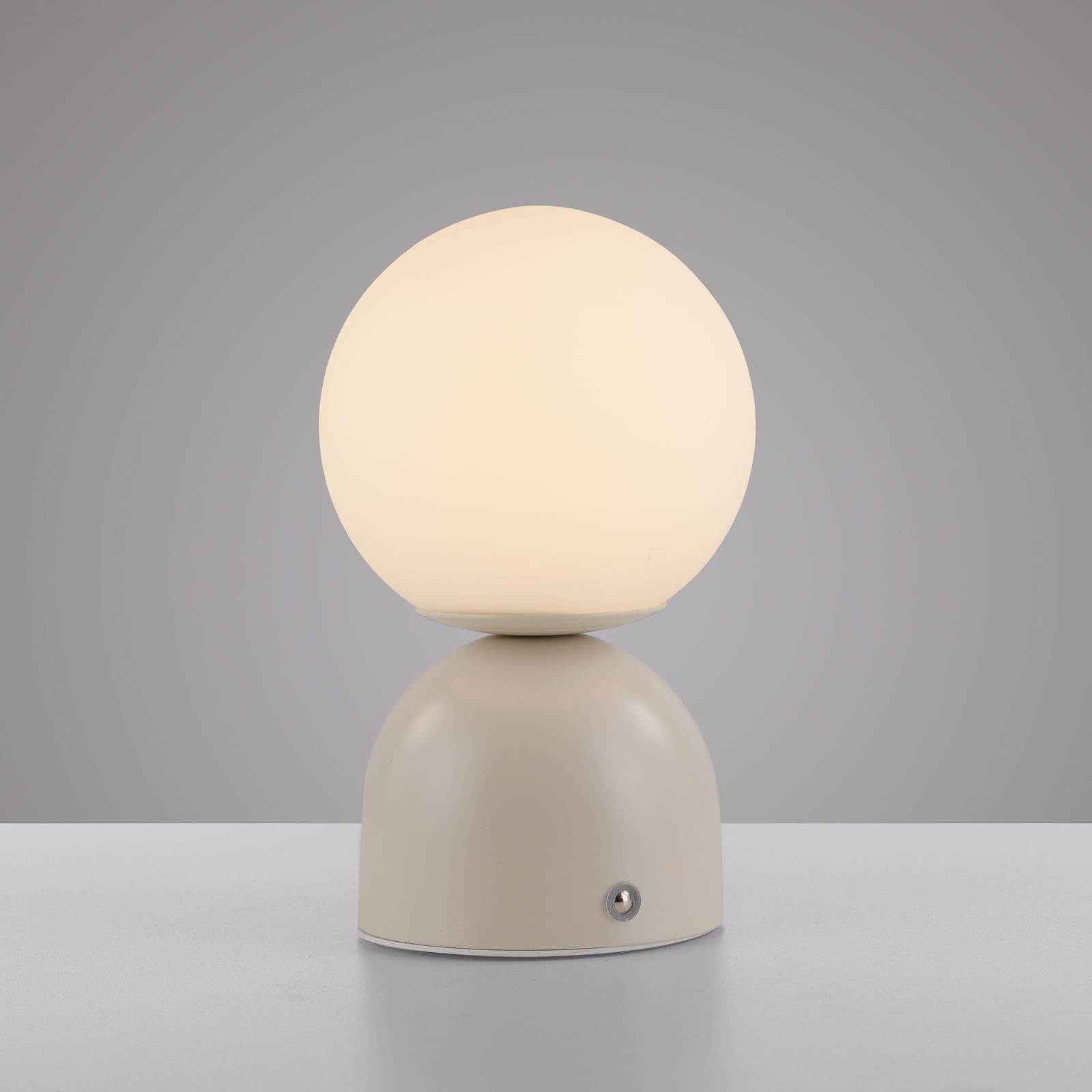 LED-akutoitega laualamp RUDI, beež, kõrgus 20 cm, CCT, puutetundlik hämardus