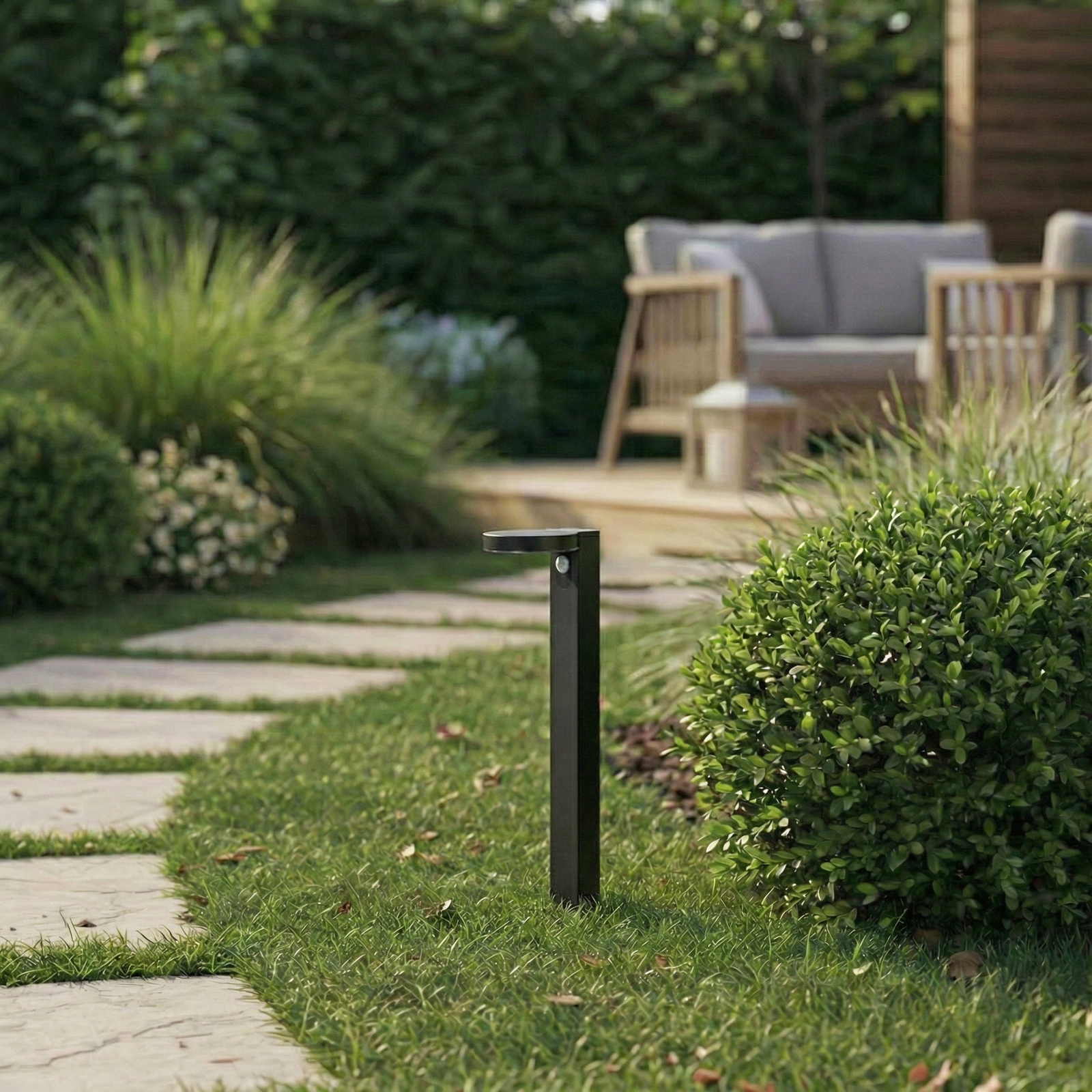 PRIOS LED tuinpadverlichting Tarlson, rond, antraciet, sensor