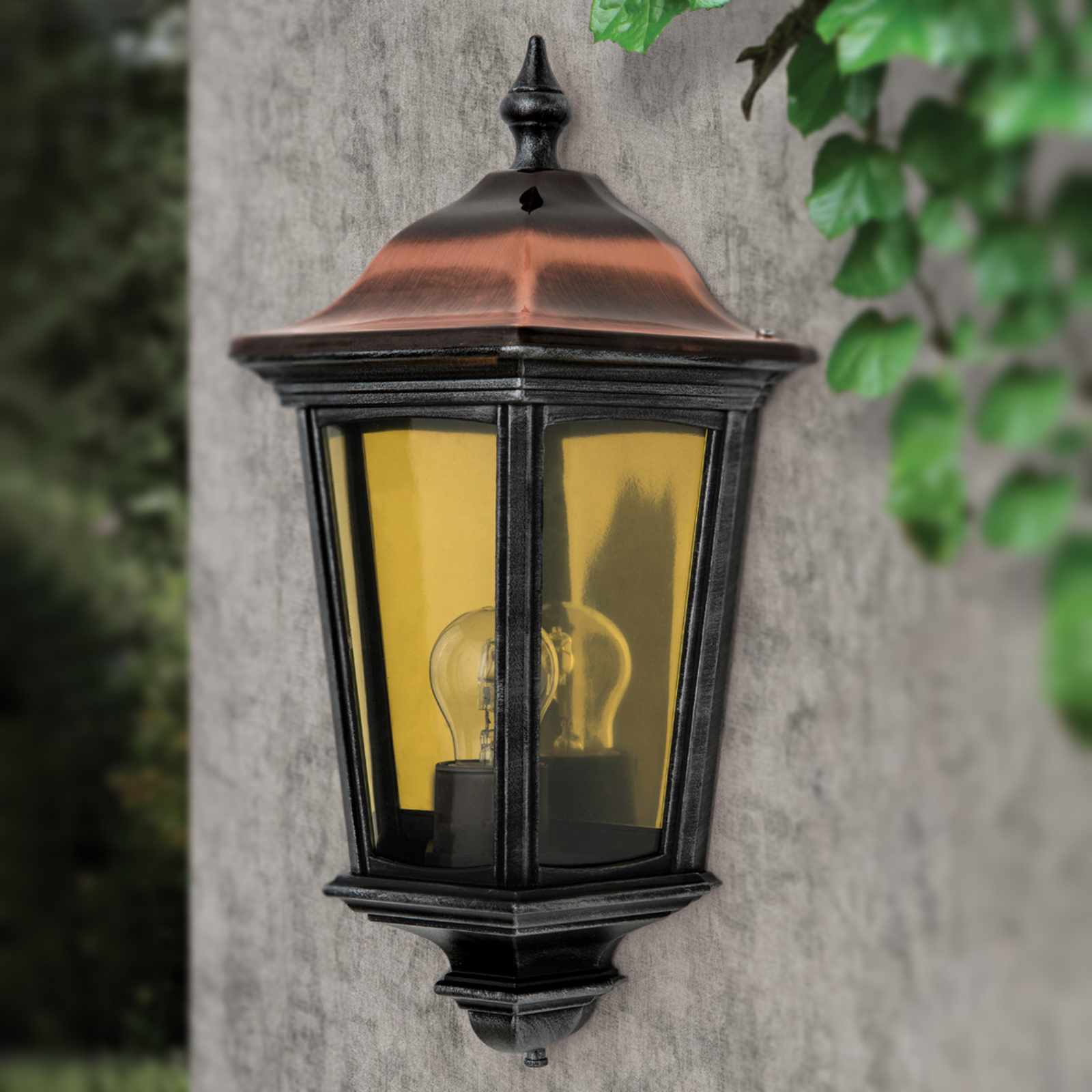 Antoine outdoor wall light, half-lantern