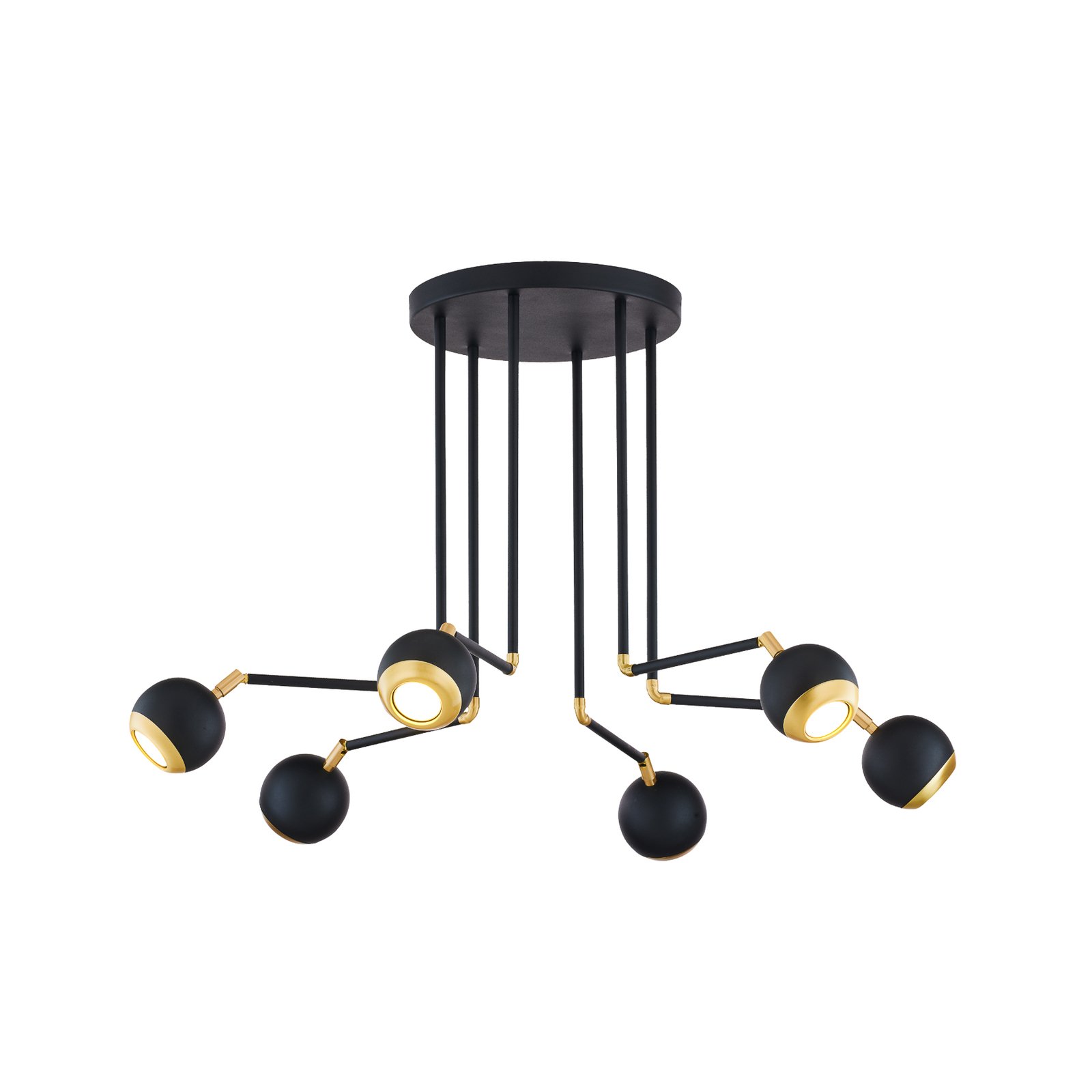 Suspension Vilar, noir, métal, 6 lampes, GU10