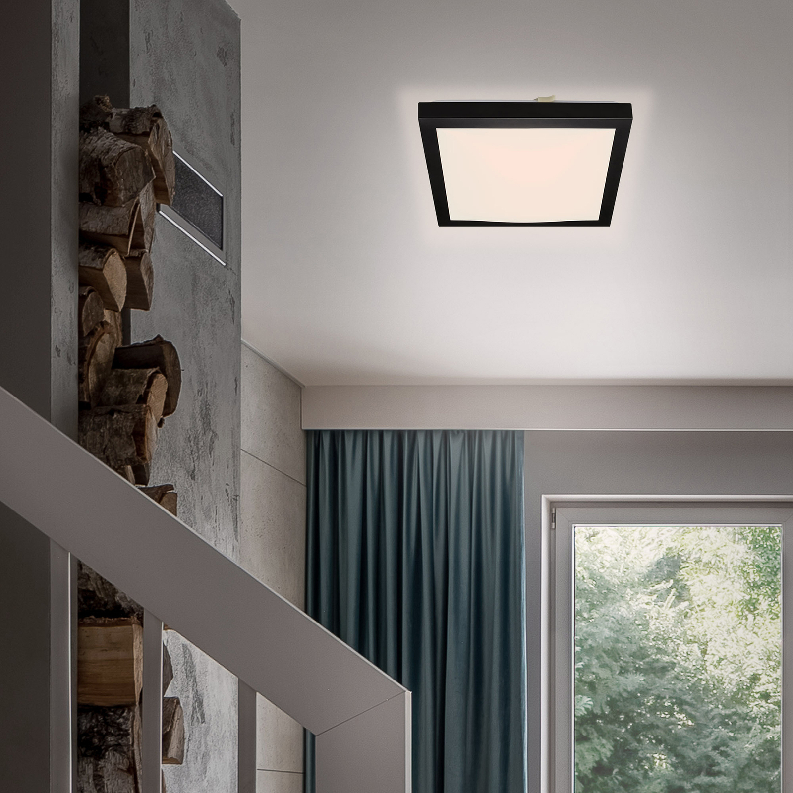 Fledo LED ceiling light, 3,000 K, black/white
