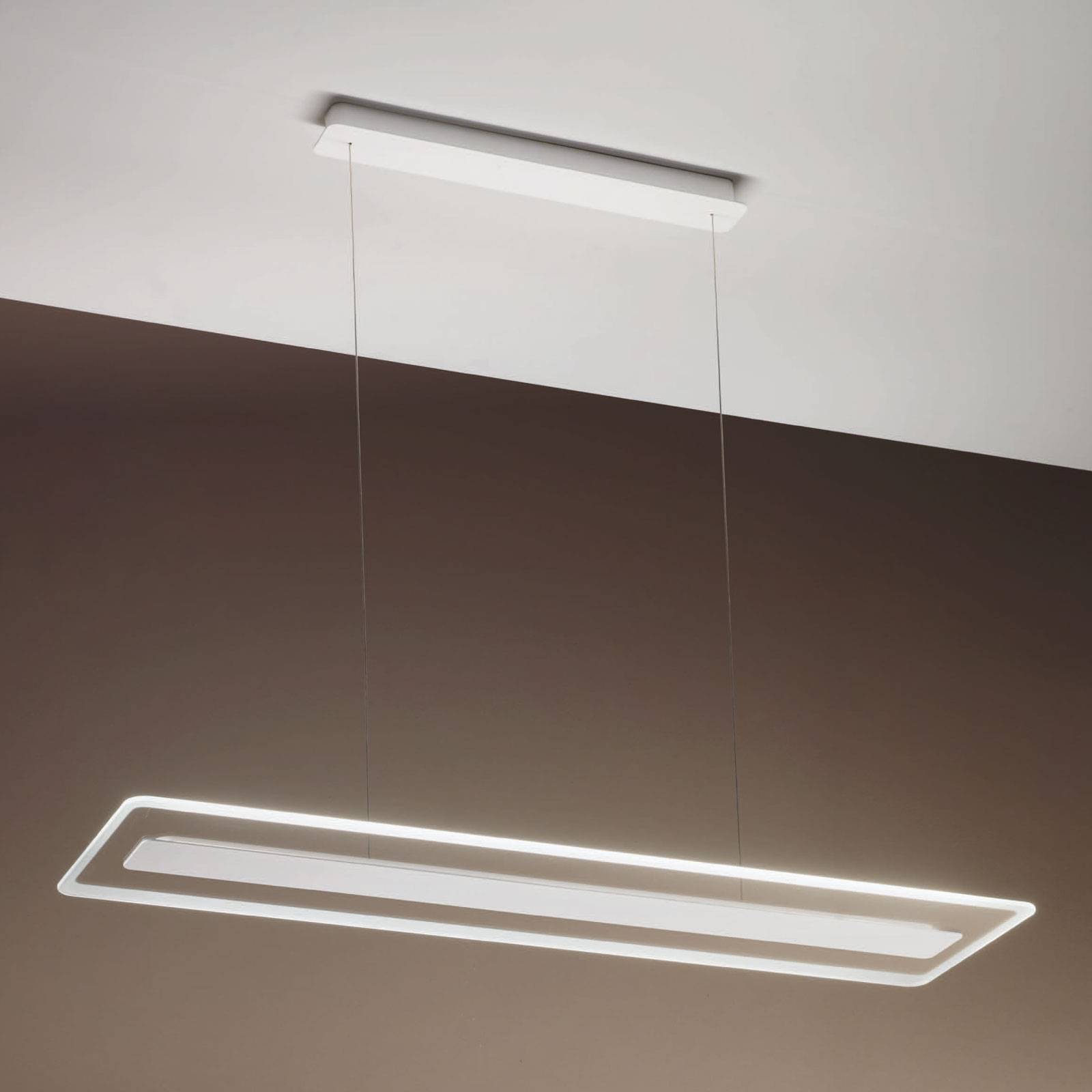 Image of Linea Light Suspension LED Antille verre rectangulaire chromée 8033913149711