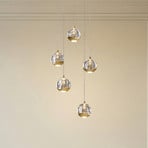 Lucande LED κρεμαστό φωτιστικό Hayley, Ø 30 cm, 5-φωτο, χρυσό, γυαλί