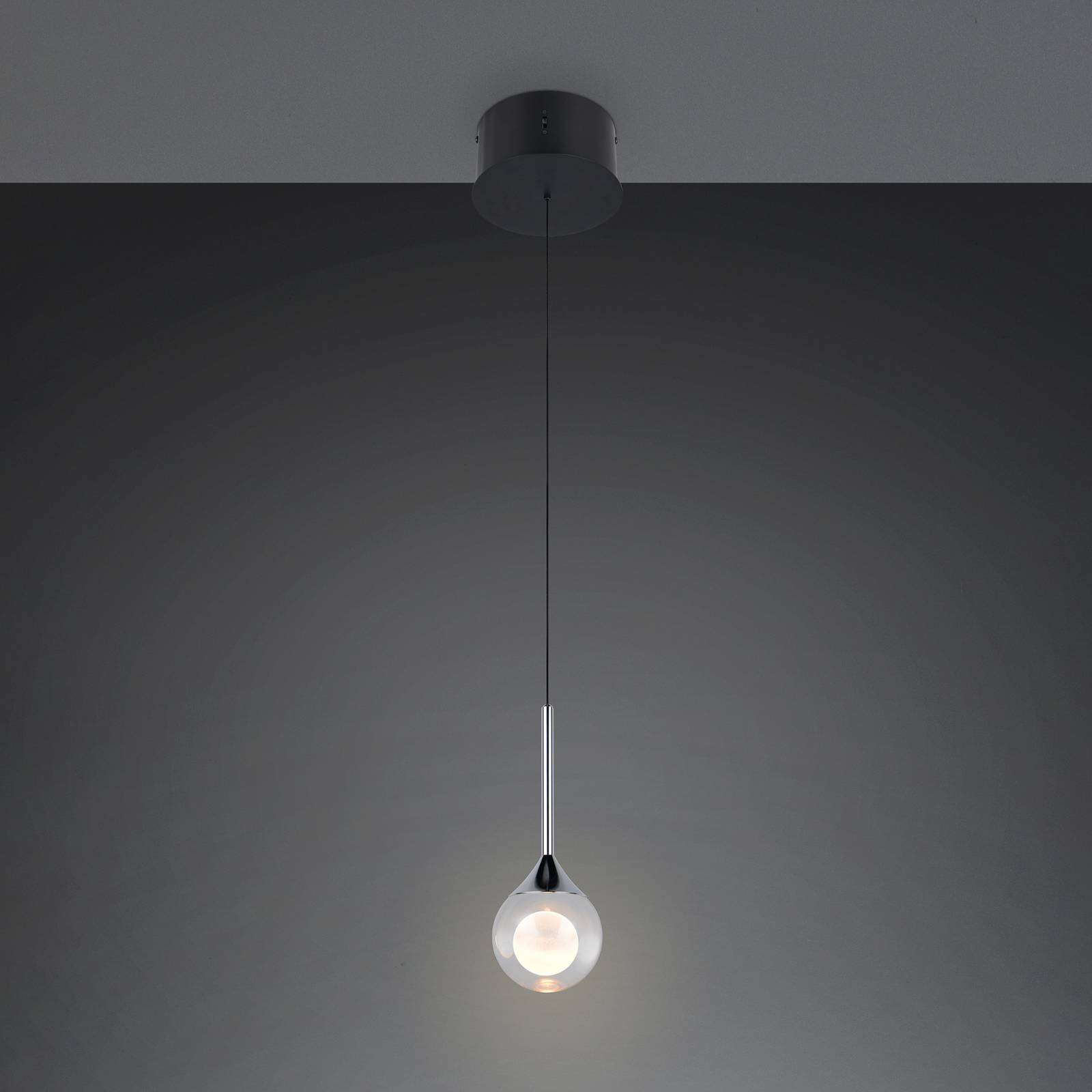 Trio Lighting LED hanglamp Calista, chroomkleurig, Ø 10 cm, metaal/glas, CCT