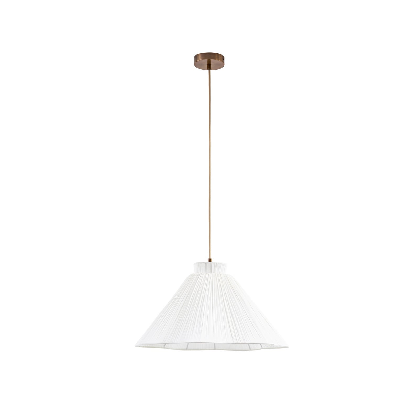 Lisbeth-riippuvalaisin, Ø 50 cm, valkoinen/messinki, E27 – Lucande Lisbeth-riippuvalaisin, Ø 50 cm, valkoinen/messinki, E27 – Lucande