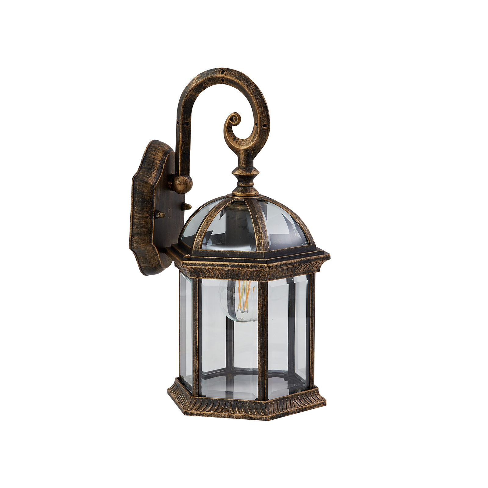 Lindby outdoor wall light Adelisa, gold antique, aluminium, height 39 cm