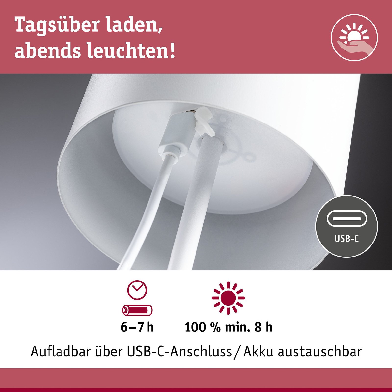 Tuni Portable Tischleuchte IP44 Matt Weiß - Paulmann
