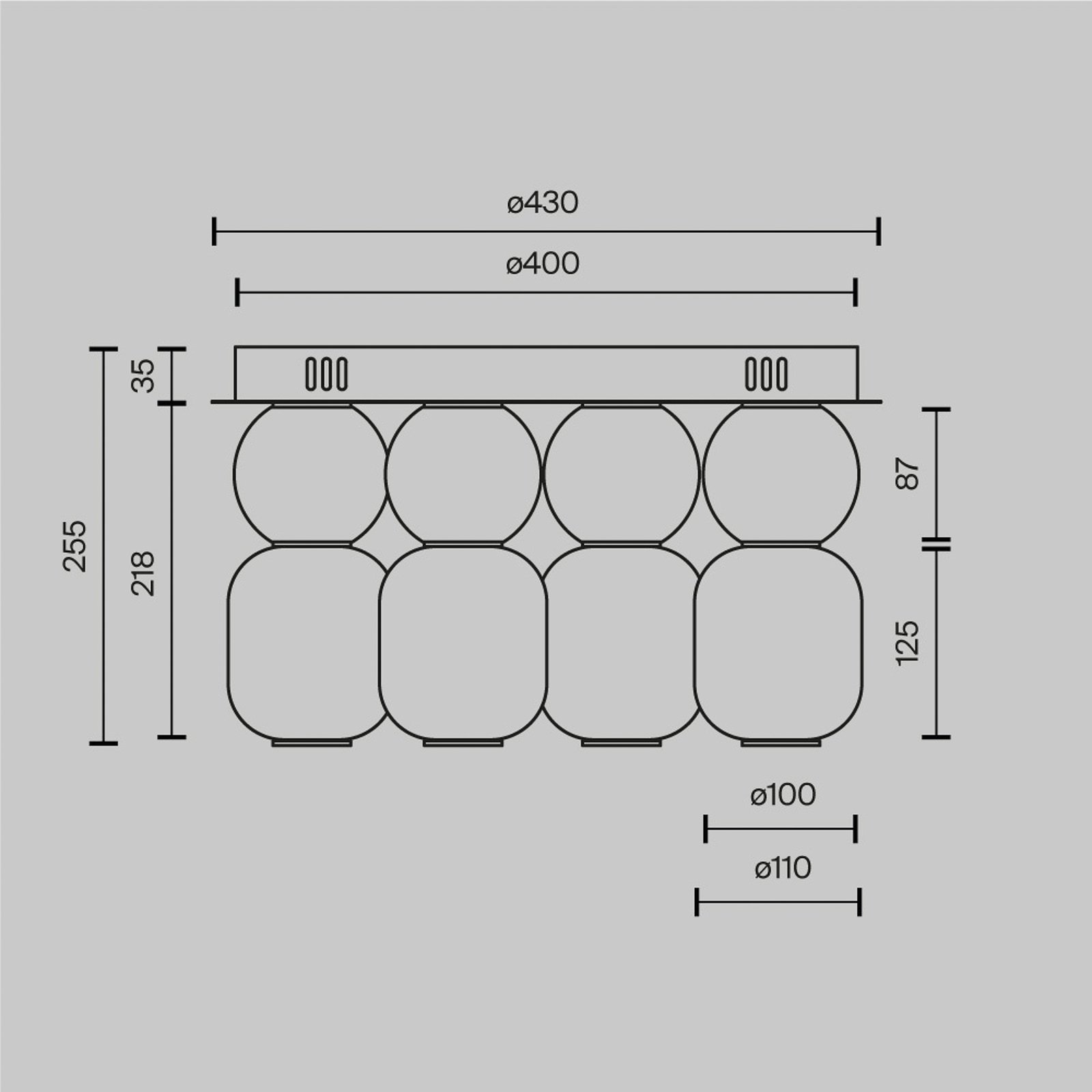 Maytoni LED-Deckenleuchte Drop, gold, Ø 43 cm, 4-flg., Glas