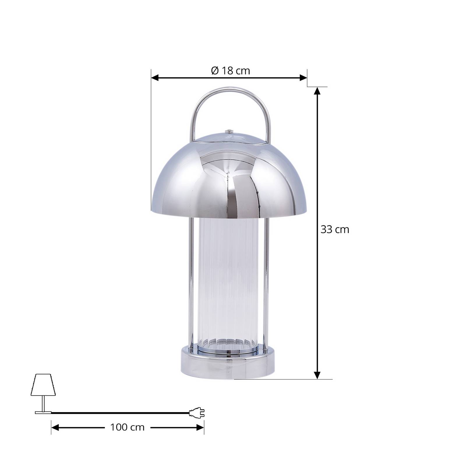 Lindby lampa stołowa LED Mareli, chrom, metal, Ø 18 cm