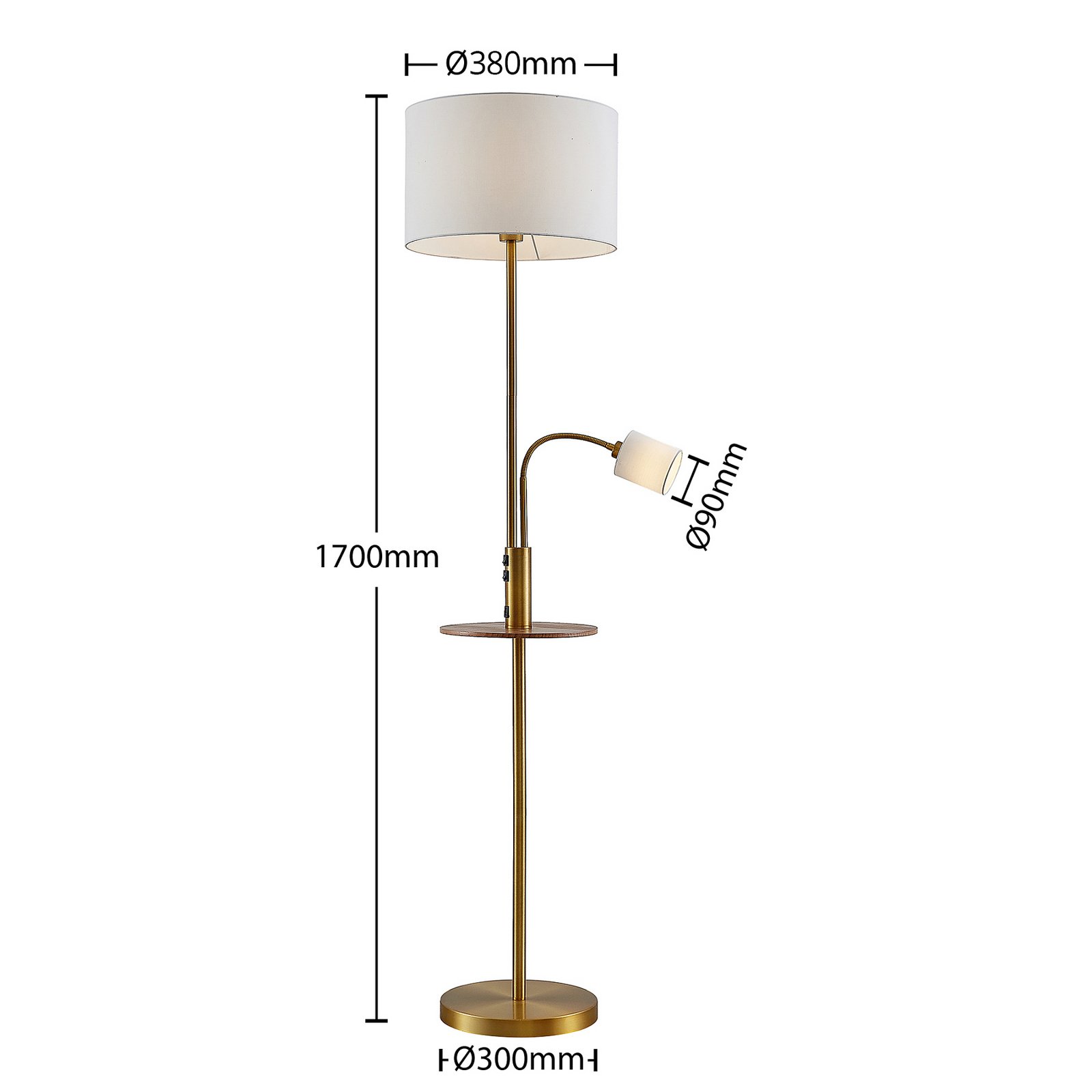 Aovan Gulvlampe w/USB Bronze - Lindby