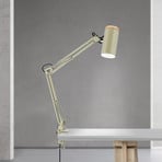 Bordlampe Gili, lysegrønn, klemme, stål, høyde 75 cm, E27