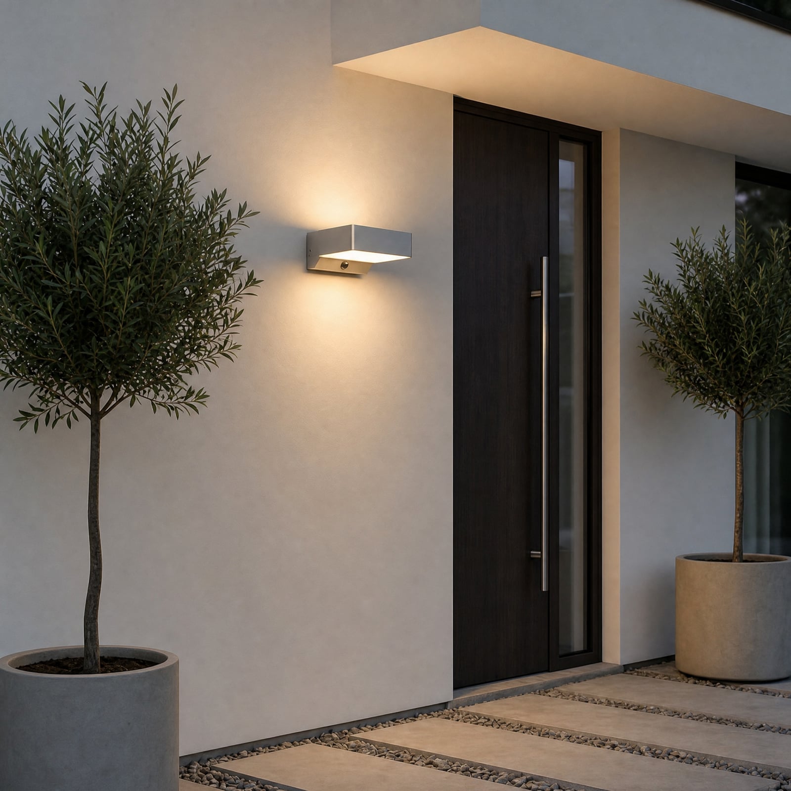 Lindby LED buiten wandlamp Fando, antraciet, sensor, IP44