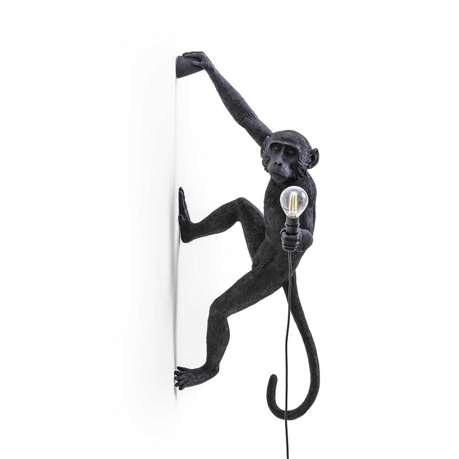 Monkey Hanging Candeeiro de Parede Exterior Right Black - Seletti