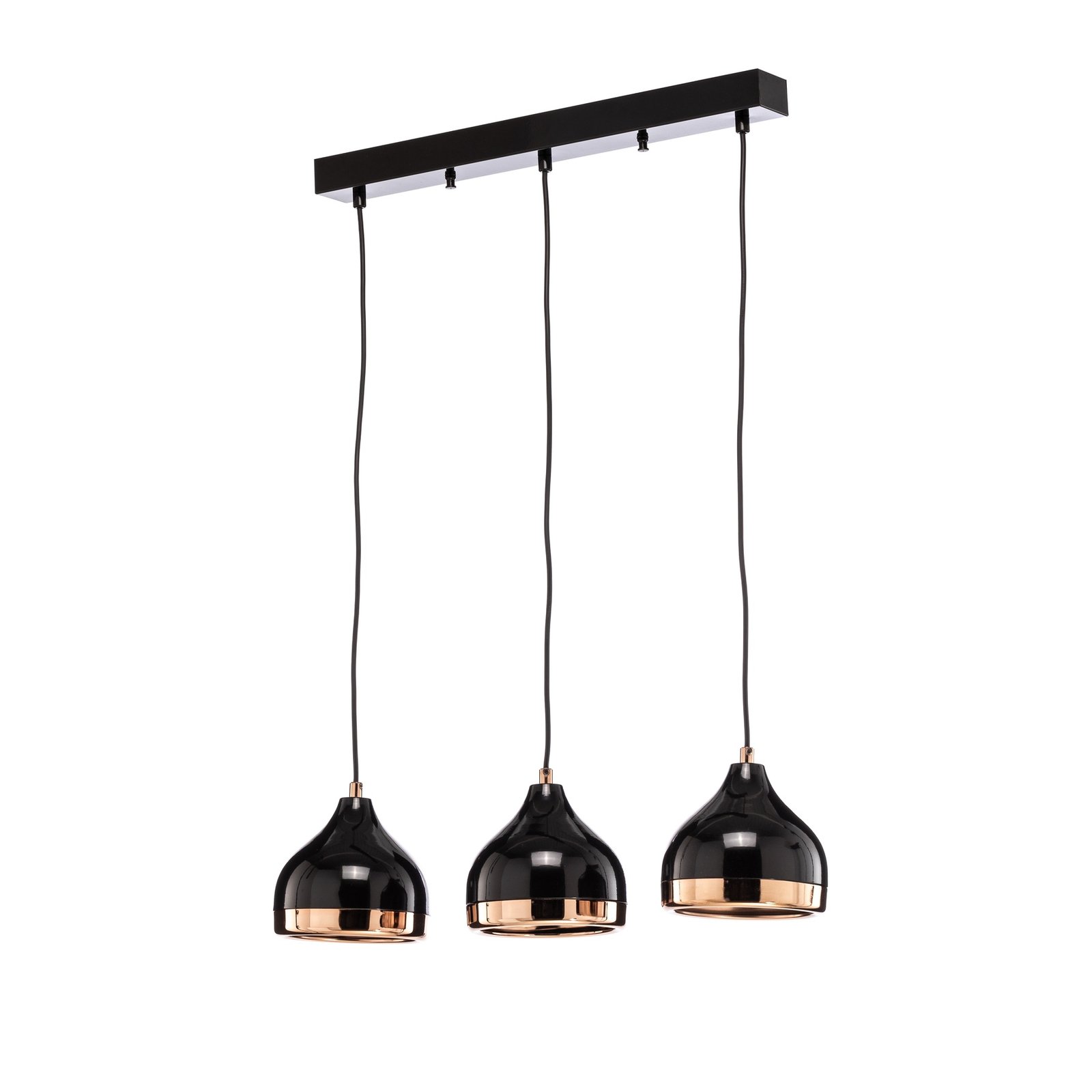 Candeeiro suspenso Yildo 6877 3 lâmpadas lineares preto/cobre