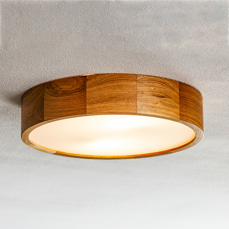 Lámpara de techo Kerio, Ø 37 cm, roble oscuro