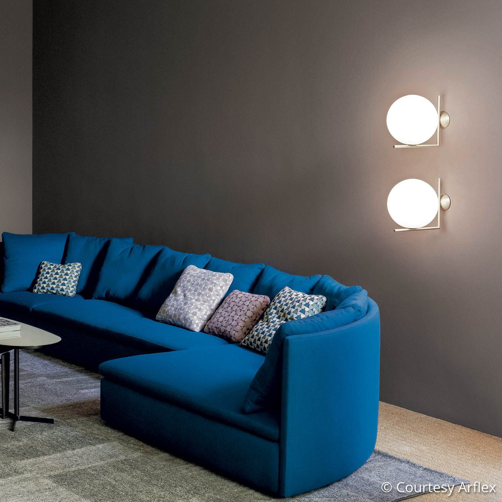 Aplică de perete FLOS IC C/W2 crom Ø 30 cm - Camera de zi / sufragerie - design - alb opal crom - Sticlă