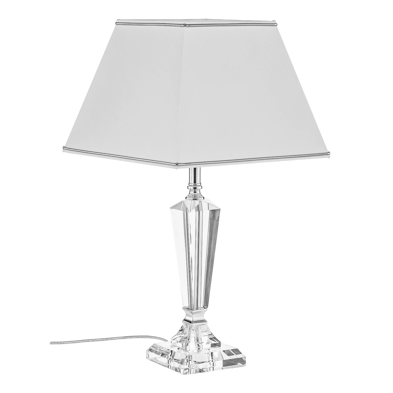 Candeeiro de mesa Veronique, base estreita, branco/cromo