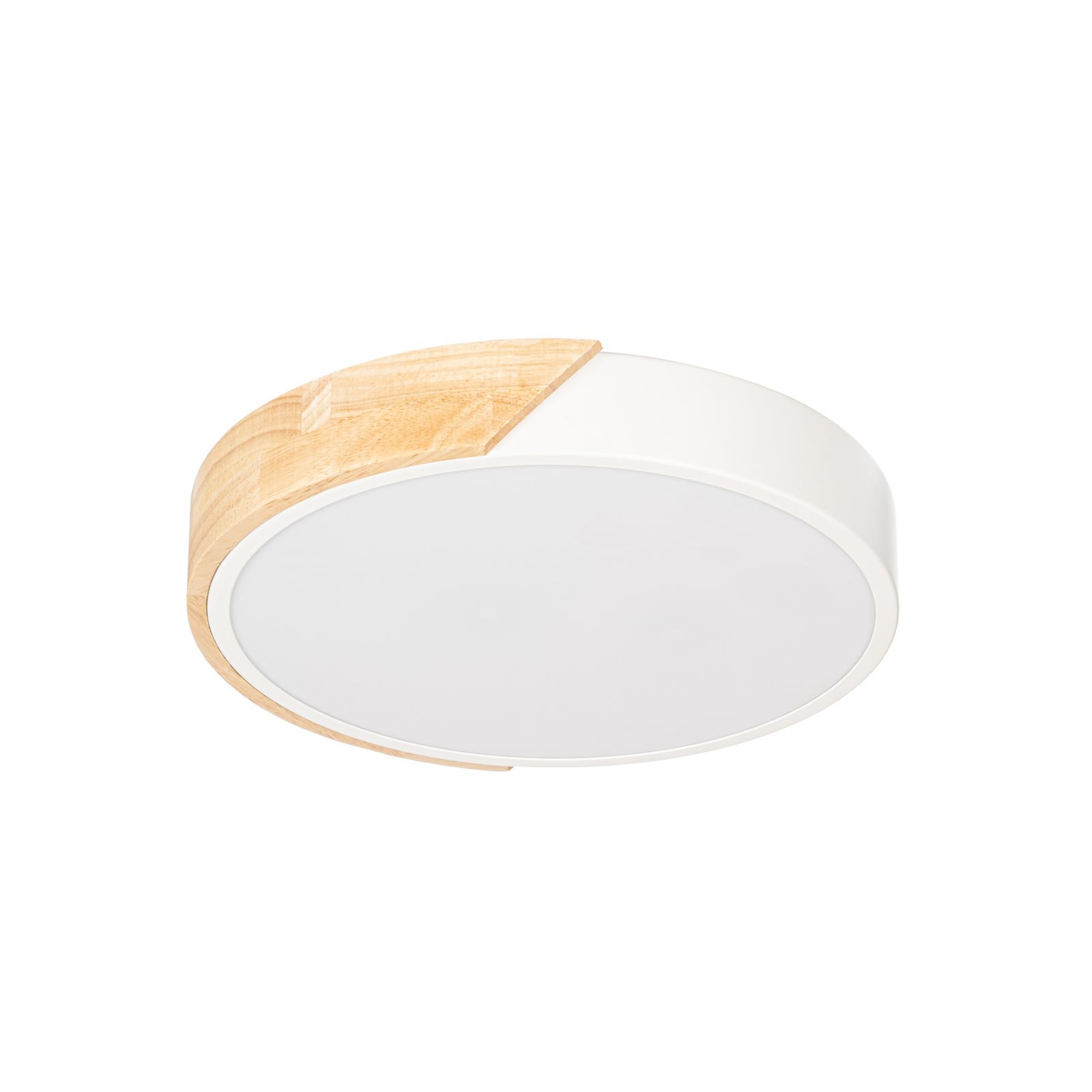 Lynorri LED-Deckenleuchte, Ø 31 cm, weiß, Holzdekor - Prios Lynorri LED-Deckenleuchte, Ø 31 cm, weiß, Holzdekor - Prios