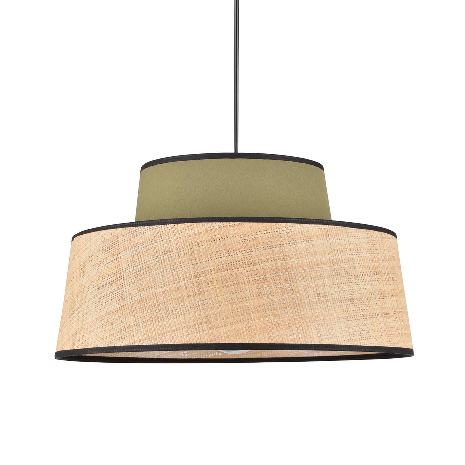 Żyrandol Mallorca, kolor khaki/naturalny, średnica 38 cm, tkanina/liana Żyrandol Mallorca, kolor khaki/naturalny, średnica 38 cm, tkanina/liana