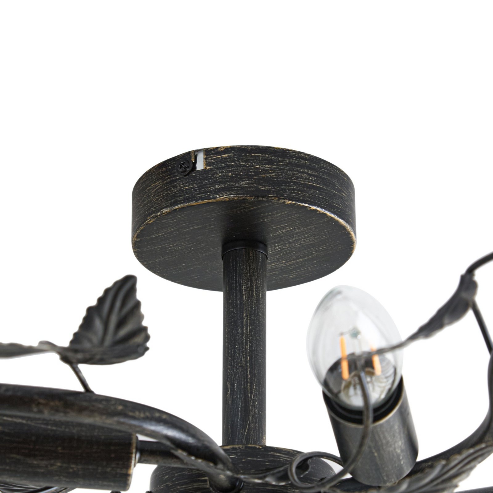 Lindby taklampa Yos, 5 lampor, 58 cm, svart-guld, E14