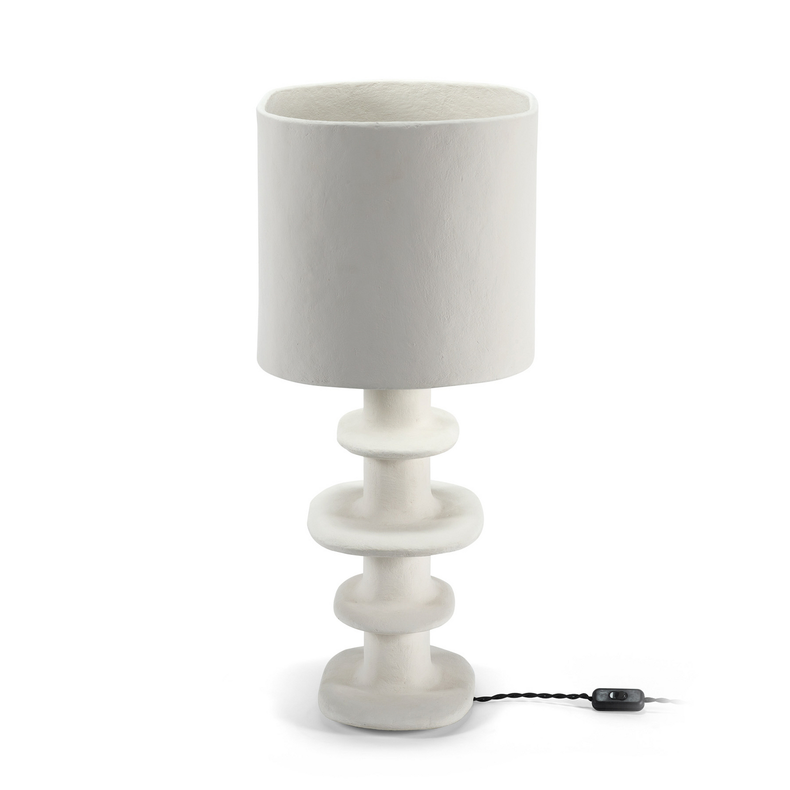 03 WHITE EARTH bordlampe, papmaché, højde 69 cm, E27 – Serax
