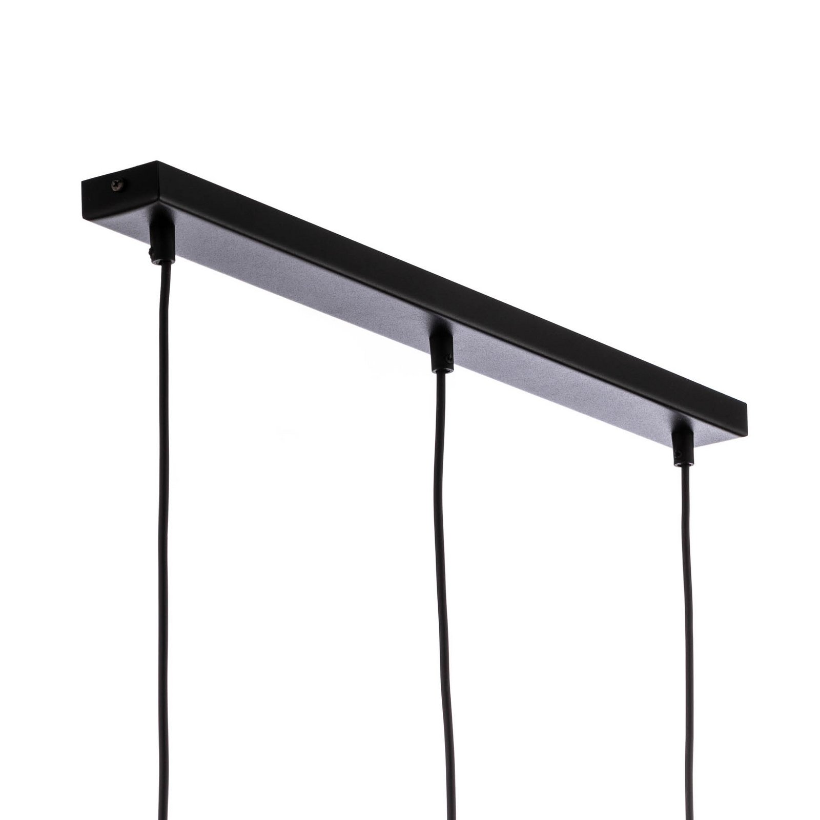 Candeeiro suspenso Glassy, 3 lâmpadas, direito, preto, transparente, vidro