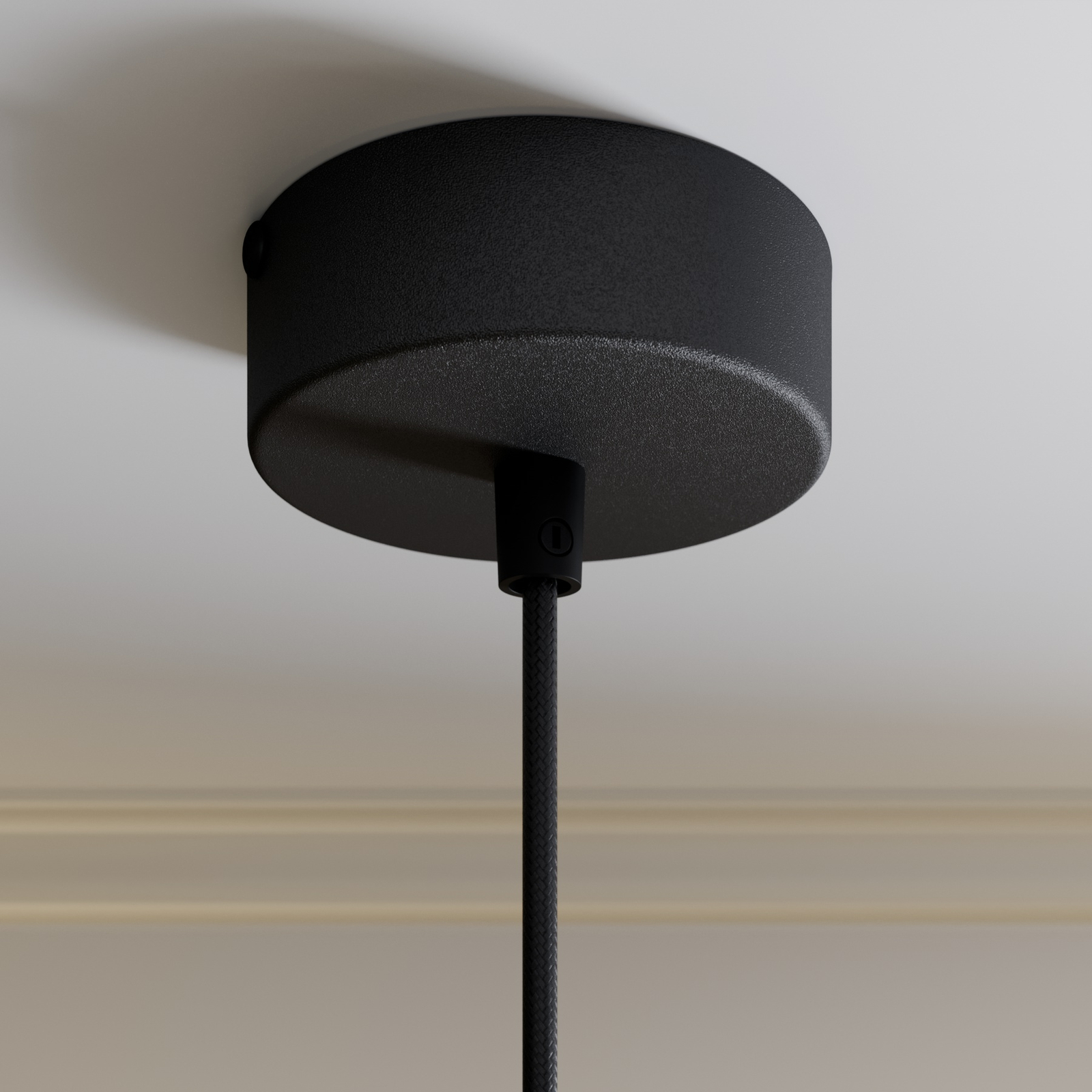 Závesná lampa Rif z kovu, čierna, Ø 15 cm