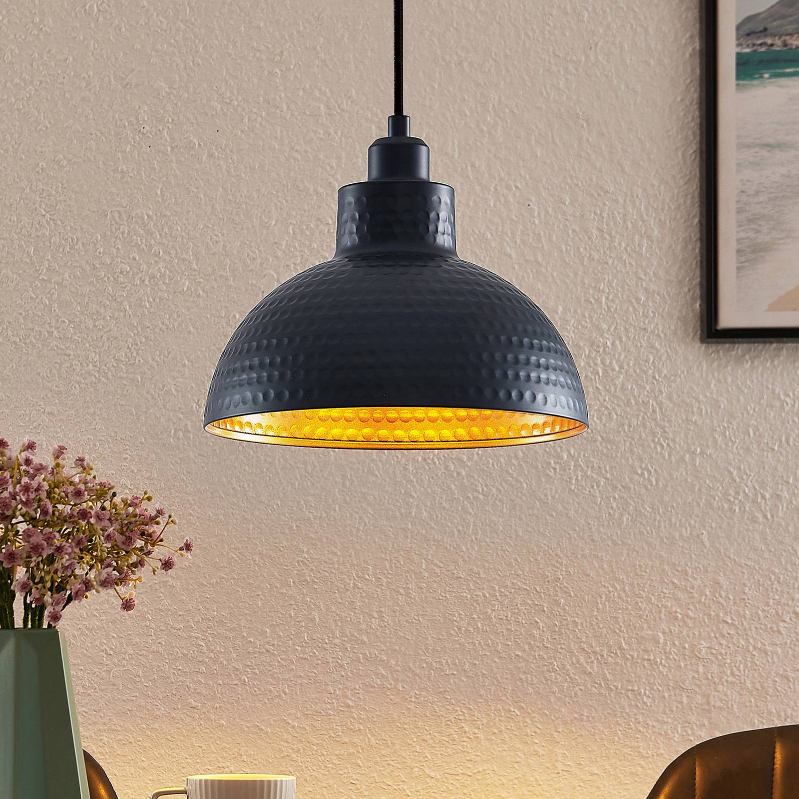 Lindby Zelotta suspension à une lampe noire