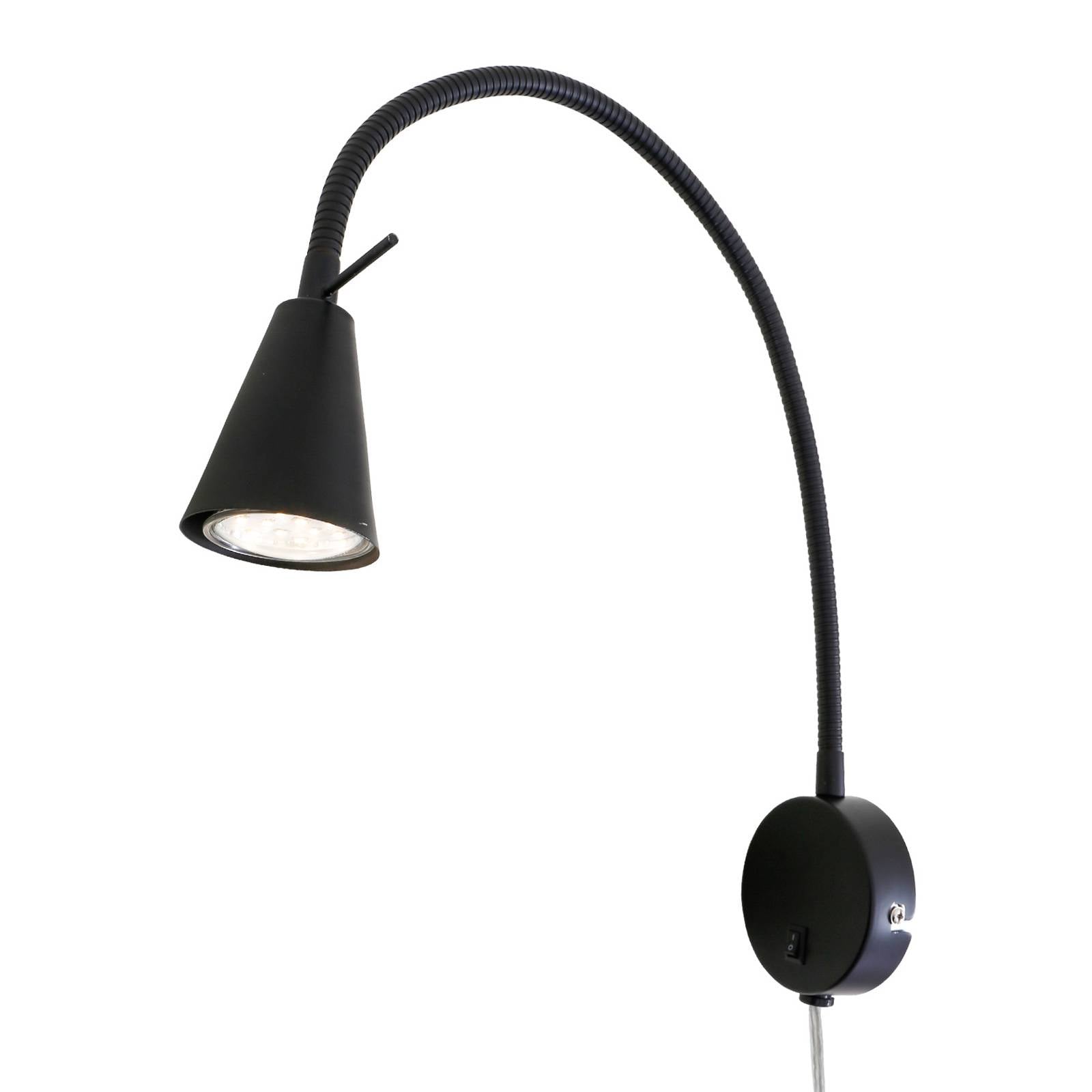 LED-Wandleuchte Tusa, schwarz, Metall, 45cm, Flexarm