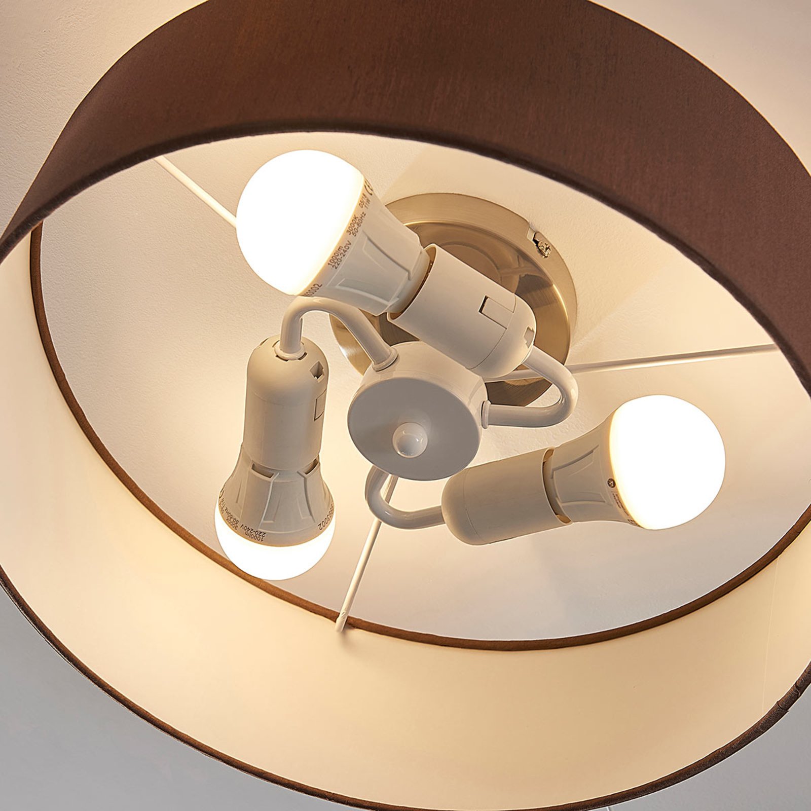 Sebatin Plafondlamp Ø40 Brown/White/Nickel - Lindby