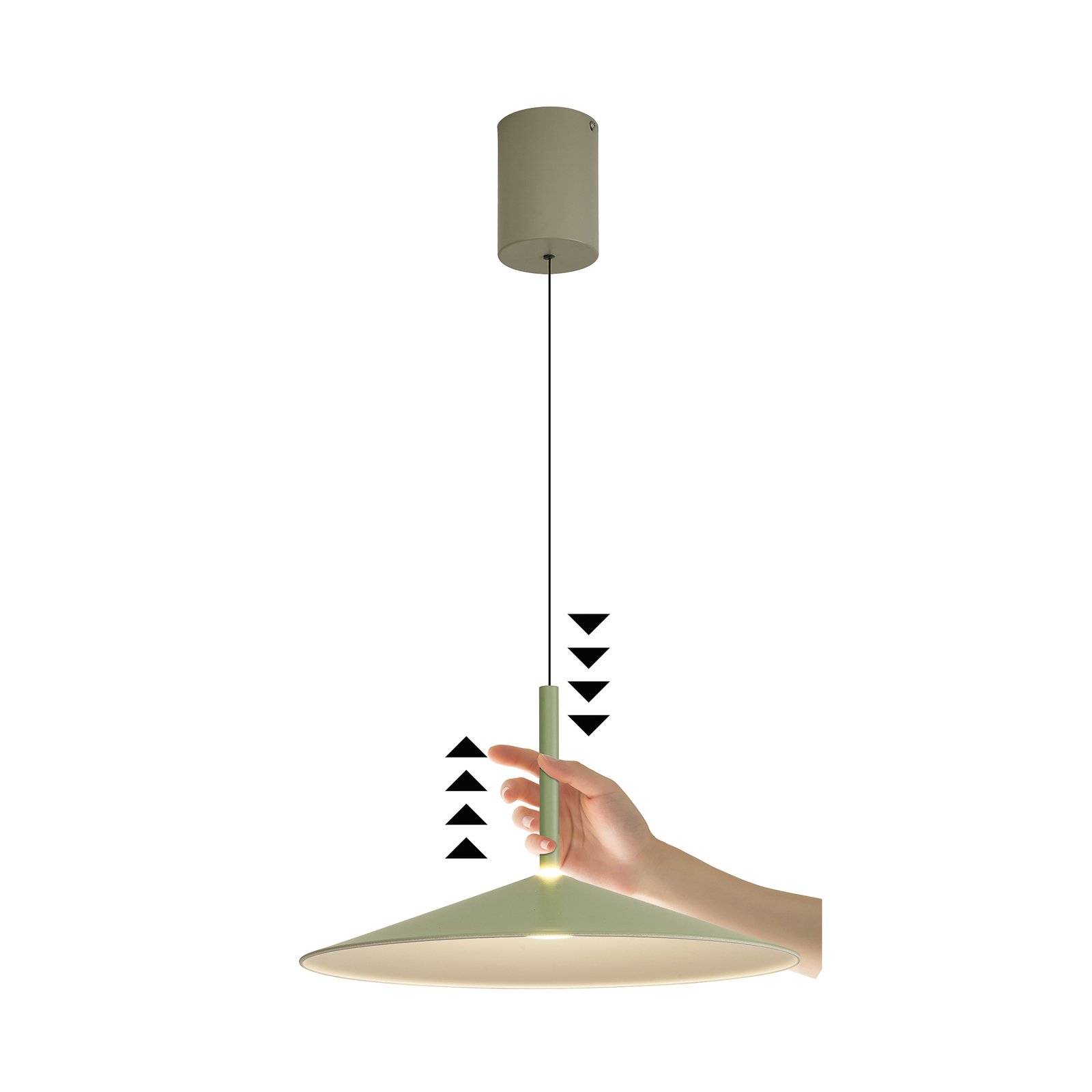 Lampada a sospensione Calice LED, verde, Ø 47,5 cm, regolabile in altezza