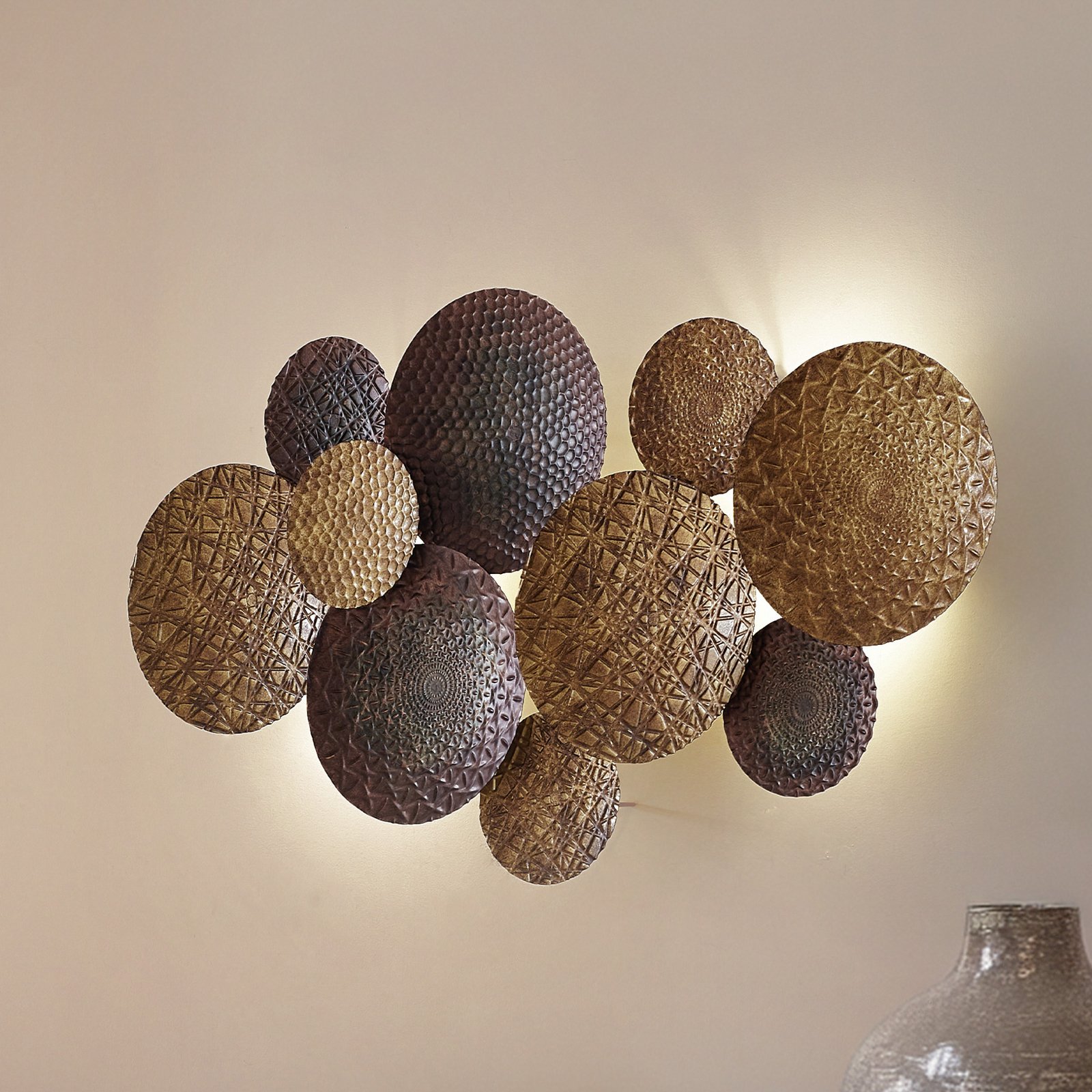 Lindby Wandleuchte Soraya, gold/kupfer, Metall, 2-flg., 51cm